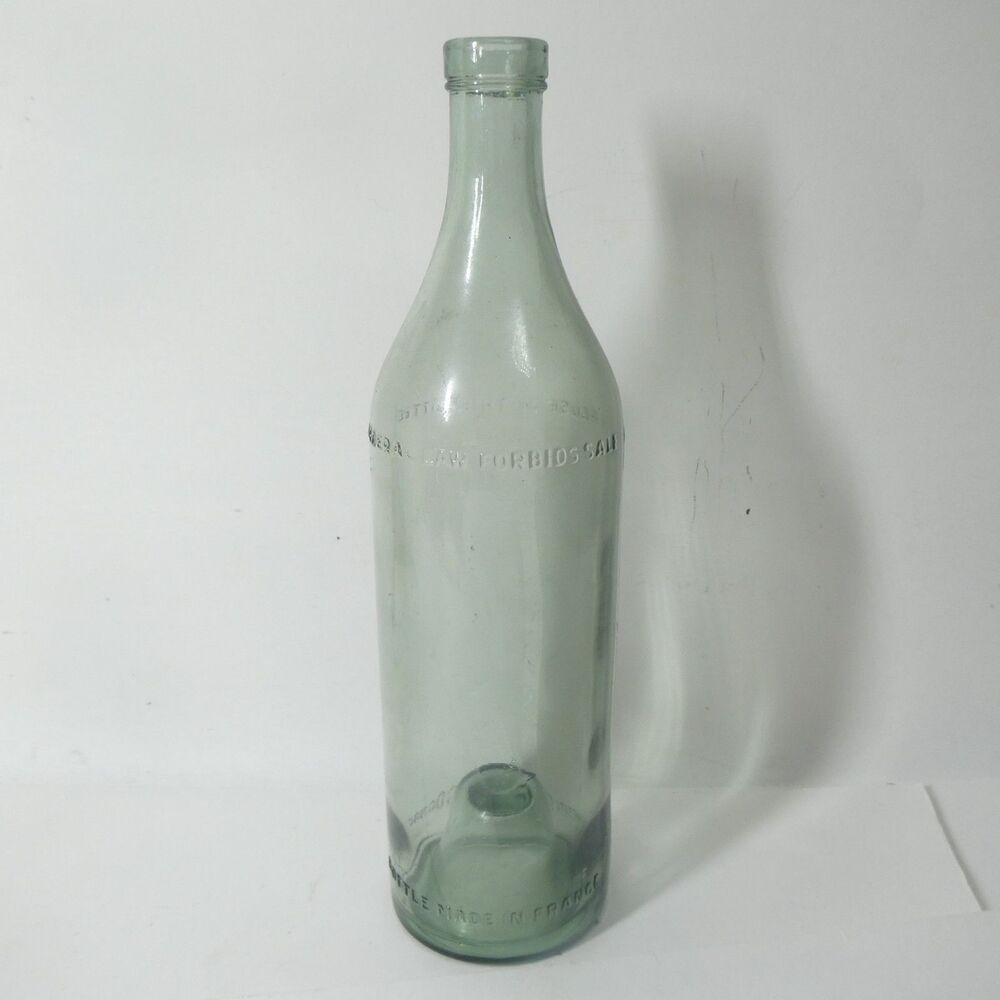 Hennessy & Co Cognac Bottle Made in France Vintage Glass 11" Aqua Empty